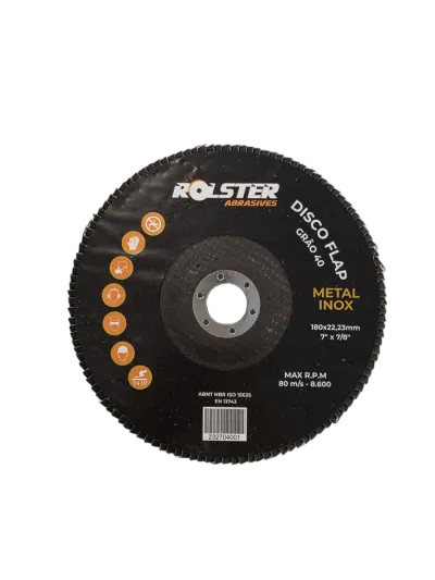 Disco Flap 7 X 7/8″ (180 X 22,23mm) Grão 40 – Metal e Inox