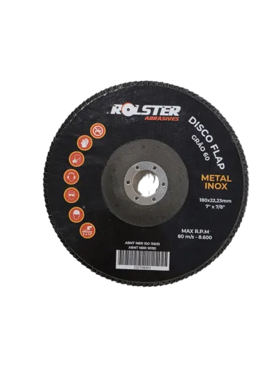 Disco Flap 7 X 7/8″ (180 X 22,23mm) Grão 60 – Metal e Inox
