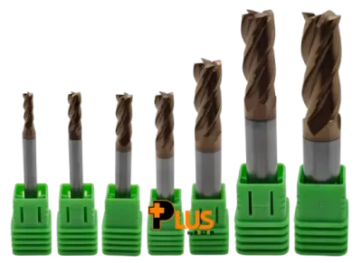 KIT Fresa de Metal Duro Topo Reto 4 Cortes 55HRC Ø(3 – 4 – 5 – 6 – 8 – 10 – 12) – 7 Peças