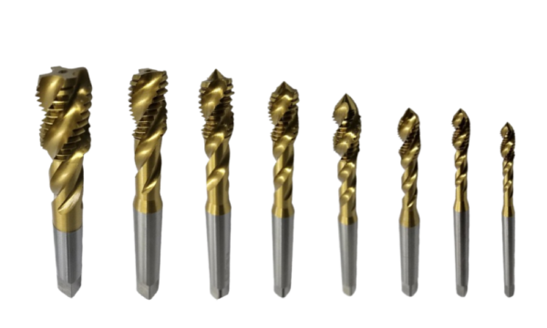 Kit Macho Máquina M DIN 371/376 Canal Helicoidal M3-M16 com Cobertura de Titânio